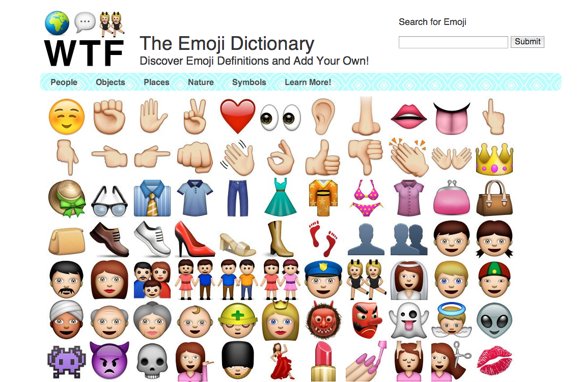 The Emoji Dictionary, by Niki Selken. A crowdsources emoji to English dictionary.
